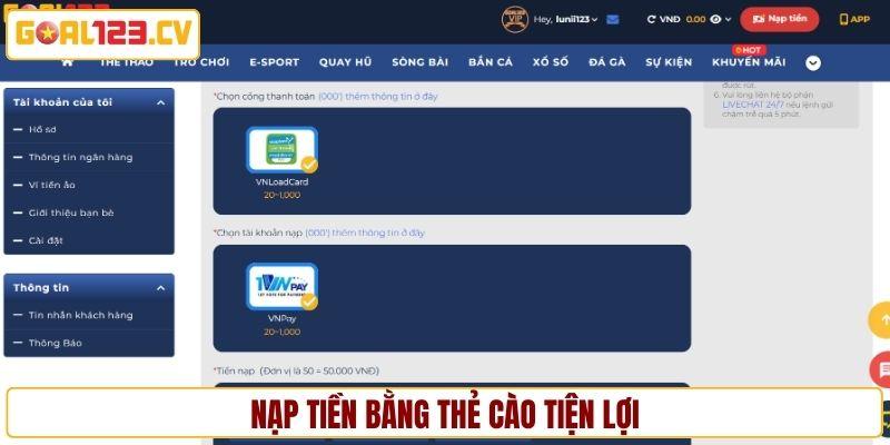 Nạp tiền bằng thẻ cào an toàn, tiện lợi